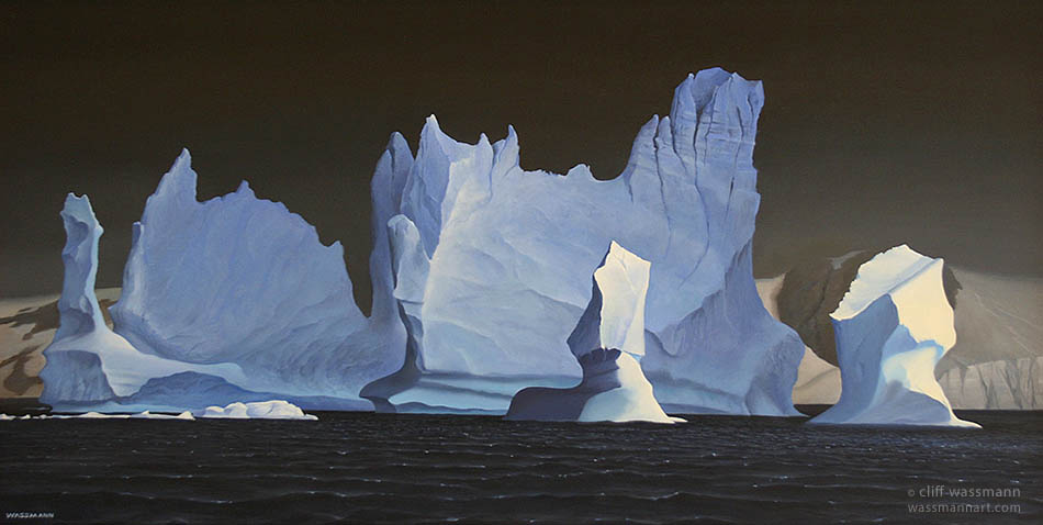 Icebergs in Antarctica Painting