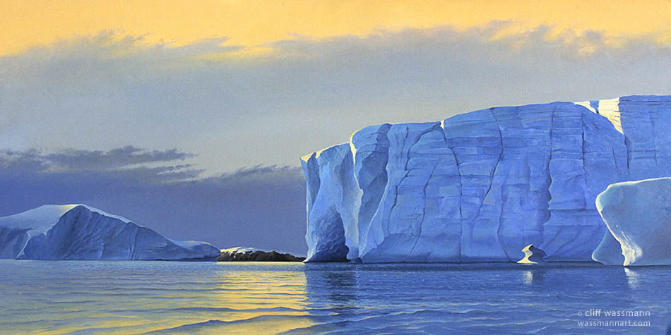 Sunset light on Icebergs