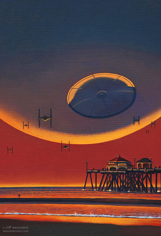 Death Star over the Huntington Beach Pier